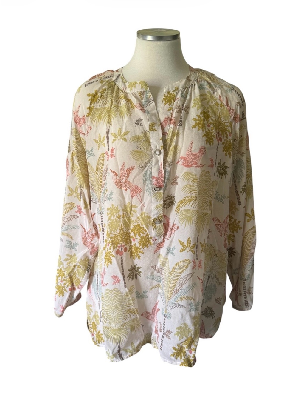 Spartina 449 Cream Tropical Print Peasant Tunic